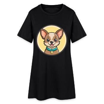 Can De Chira Dog Breed Cartoon Kawaii Clipart Pet - Women’s T-Shirt Dress - black - Front