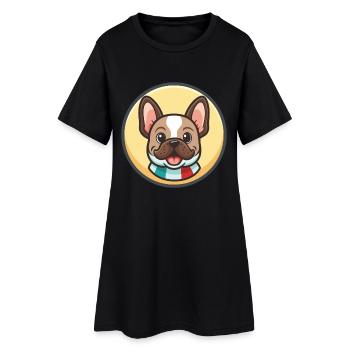 Chien Français Race de chien Dessin animé Kawaii Clipart - Robe T-shirt Femme - noir - Devant