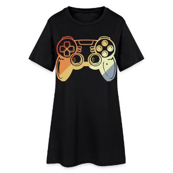 Vintage Gaming Controller Sketch - Women’s T-Shirt Dress - black - Front