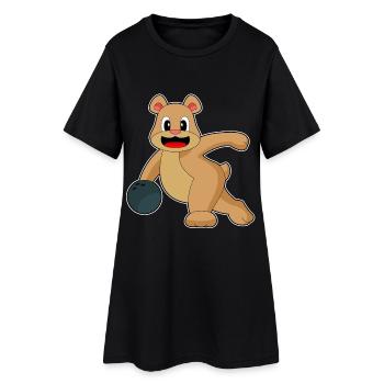 Bär Bowling Bowlingkugel - Frauen T-Shirt-Kleid - Schwarz - Vorne