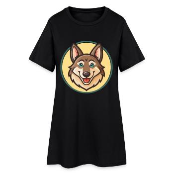 Chien-loup tchécoslovaque Race de chien Dessin animé Kawaii Pet - Robe T-shirt Femme - noir - Devant