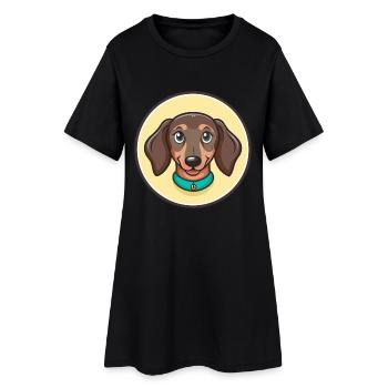 Teckel Chien Race Dessin animé Kawaii Clipart Animal - Robe T-shirt Femme - noir - Devant