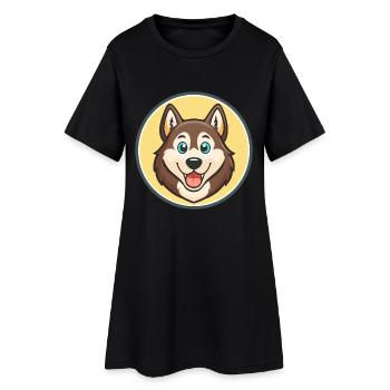 Chukotka Sled Dog Breed Cartoon Kawaii Clipart Pet - Women’s T-Shirt Dress - black - Front