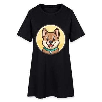 Personnage de dessin animé de race de chien Chortai Kawaii Clipart - Robe T-shirt Femme - noir - Devant