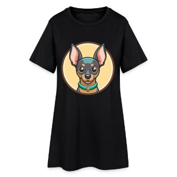 Anglais Toy Terrier Chien Race Drôle Dessin Animé Kawaii - Robe T-shirt Femme - noir - Devant