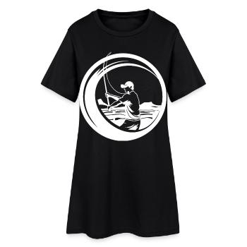 Angler Skizze - Frauen T-Shirt-Kleid - Schwarz - Vorne