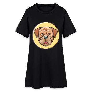 Mastiff Bordeaux Français Chien Race Dessin Animé Kawaii - Robe T-shirt Femme - noir - Devant