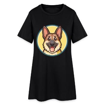 Berger allemand caniche chien race dessin animé Kawaii - Robe T-shirt Femme - noir - Devant