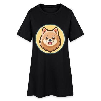 Spitz allemand chien race dessin animé Kawaii Clipart animal de compagnie - Robe T-shirt Femme - noir - Devant