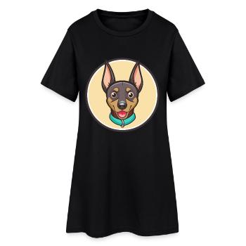 Deutsche Pinscher Hunderasse Cartoon Kawaii Clipart - Frauen T-Shirt-Kleid - Schwarz - Vorne