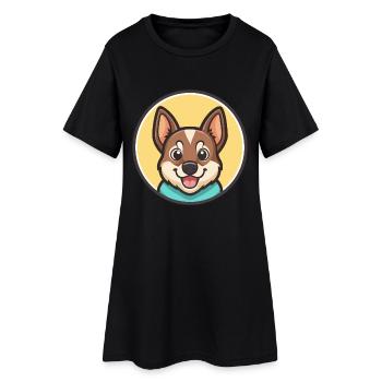 Fuegian Hunderasse Cartoon Figur Kawaii Clipart - Frauen T-Shirt-Kleid - Schwarz - Vorne