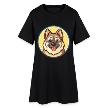 Hallefors Elkhound Dog Breed Cartoon Kawaii - Women’s T-Shirt Dress - black - Front