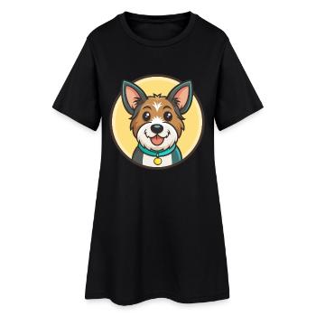 Gull Terrier Chien Race Dessin animé Kawaii Clipart Animal de compagnie - Robe T-shirt Femme - noir - Devant