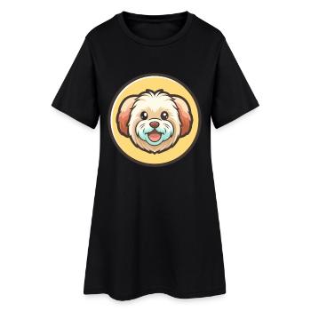 Chien maltais race dessin animé personnage Kawaii Clipart - Robe T-shirt Femme - noir - Devant