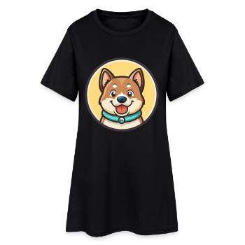 Kai Ken Chien Race Dessin Animé Personnage Kawaii Clipart - Robe T-shirt Femme - noir - Devant