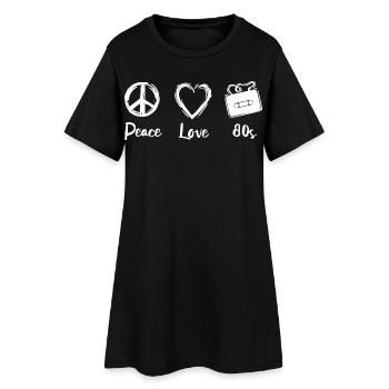 Frieden Liebe 80er Jahre - Frauen T-Shirt-Kleid - Schwarz - Vorne