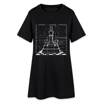 Dessin de pièces d’échecs - Robe T-shirt Femme - noir - Devant