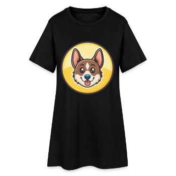 Neuseeland Hunderasse Lustige Karikatur Kawaii Clipart - Frauen T-Shirt-Kleid - Schwarz - Vorne