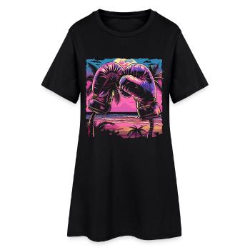 Gants de boxe Retrowave - Robe T-shirt Femme - noir - Devant