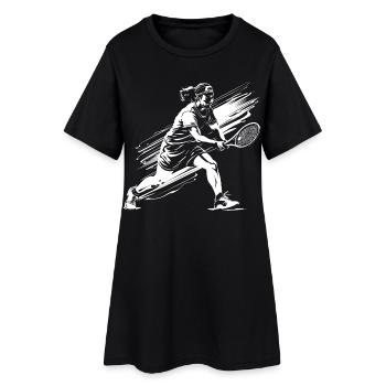 Croquis de joueur de tennis - Robe T-shirt Femme - noir - Devant