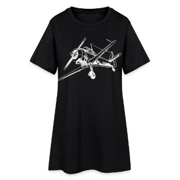 Dessin d’avion à hélice - Robe T-shirt Femme - noir - Devant