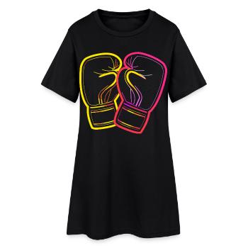 Dessin de gants de boxe - Robe T-shirt Femme - noir - Devant