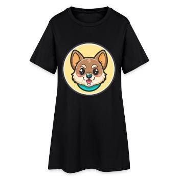 Russe Jouet Chien Race Drôle Dessin Animé Kawaii Clipart - Robe T-shirt Femme - noir - Devant