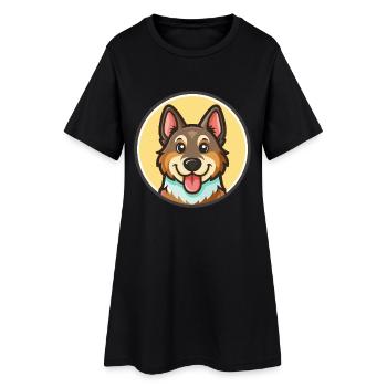 Saarlooswolfhond Chien Race Dessin animé Kawaii Clipart - Robe T-shirt Femme - noir - Devant