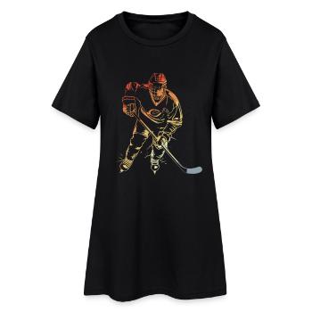 Eishockeyspieler Retro Stil - Frauen T-Shirt-Kleid - Schwarz - Vorne