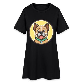Stephens Cur Chien Race Dessin animé Kawaii Clipart Animal de compagnie - Robe T-shirt Femme - noir - Devant