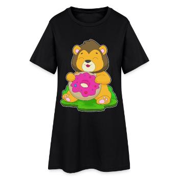 Beignet Lion - Robe T-shirt Femme - noir - Devant