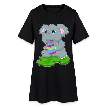 Oeuf de Pâques éléphant - Robe T-shirt Femme - noir - Devant