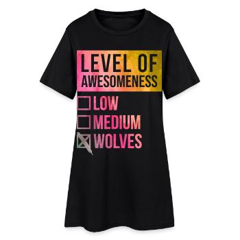 Wolf - Frauen T-Shirt-Kleid - Schwarz - Vorne