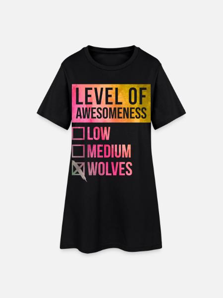 Wolf Wolf Wolf - Frauen T-Shirt-Kleid - Schwarz