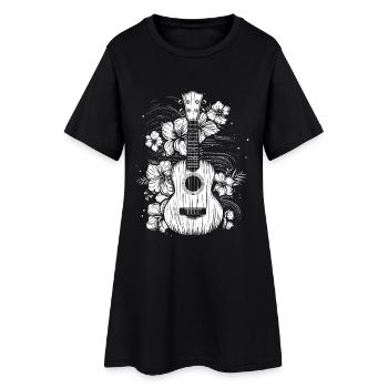 Ukulele Comic Look - Frauen T-Shirt-Kleid - Schwarz - Vorne