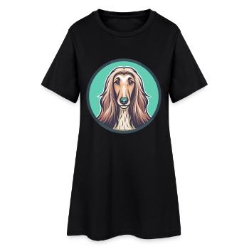 Lévrier afghan chien race dessin animé Kawaii Clipart animal de compagnie - Robe T-shirt Femme - noir - Devant