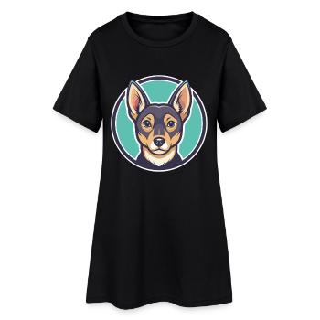 Abyssin Sand Terrier Chien Race Dessin animé Kawaii - Robe T-shirt Femme - noir - Devant