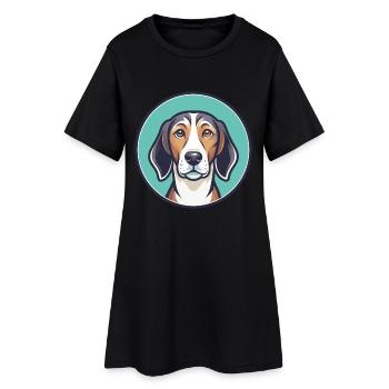 Amerikanischer Foxhound Hunderasse Cartoon Kawaii Clipart - Frauen T-Shirt-Kleid - Schwarz - Vorne
