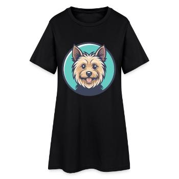 Australian Terrier Hunderasse Karikatur Kawaii - Frauen T-Shirt-Kleid - Schwarz - Vorne
