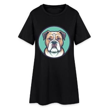 Bouledogue américain chien race dessin animé Kawaii Clipart - Robe T-shirt Femme - noir - Devant