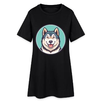Argentinische Polar Hund Rasse Cartoon Kawaii Clipart - Frauen T-Shirt-Kleid - Schwarz - Vorne
