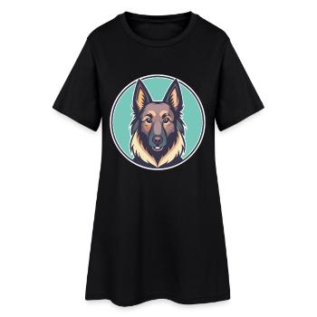 Chien de berger belge Race Chien Dessin animé Kawaii Clipart - Robe T-shirt Femme - noir - Devant