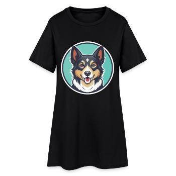 Bac Ha Chien Race Dessin animé Kawaii Clipart Animal Animal de compagnie - Robe T-shirt Femme - noir - Devant
