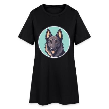 Belge Groenendael Race Chien Drôle Dessin animé Kawaii - Robe T-shirt Femme - noir - Devant