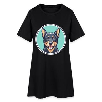 Beauceron Chien Race Dessin animé Kawaii Clipart Animal - Robe T-shirt Femme - noir - Devant