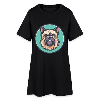 Griffon belge Chien Race Dessin animé Kawaii Clipart - Robe T-shirt Femme - noir - Devant