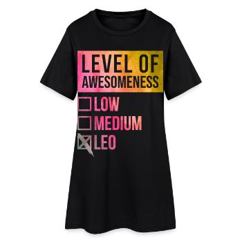 Löwe - Frauen T-Shirt-Kleid - Schwarz - Vorne