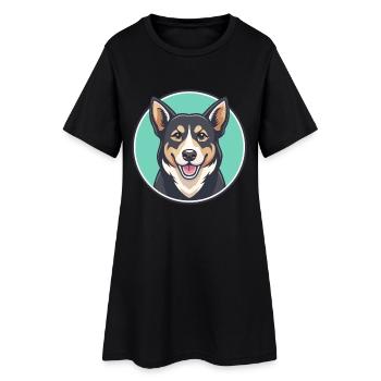 Schwarz Tan Hund Rasse Cartoon Kawaii Clipart Tier - Frauen T-Shirt-Kleid - Schwarz - Vorne