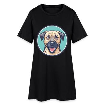 bouche noire Cur Chien Race Dessin animé Kawaii Clipart - Robe T-shirt Femme - noir - Devant