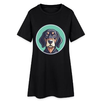 Chien de chasse de la Forêt-Noire Chien Dessin animé Kawaii - Robe T-shirt Femme - noir - Devant